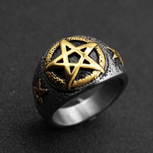 Rozsdamentes acél Finger Ring, 304 rozsdamentes acél, divat ékszerek & különböző méretű a választás & az ember, aranysárga, nikkel, ólom és kadmium mentes, Által értékesített PC