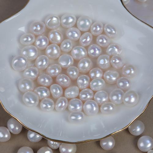 Keshi Cultured Freshwater Pearl Beads DIY & half-drilled white Length about 8.5-9mm Sold By PC