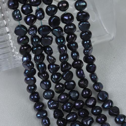 Keishi 培養した淡水の真珠, 天然有核フレッシュウォーターパール, 圭司, DIY, ブラック, Length about 8-9mm, で販売される 約 35 センチ ストランド