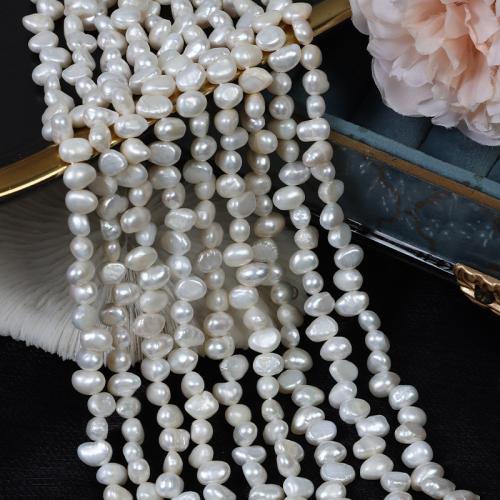 Keishi ferskvandskulturperle Beads, Ferskvandsperle, du kan DIY, hvid, Length about 6-7mm, Solgt Per Ca. 35 cm Strand