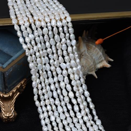 Keishi ferskvandskulturperle Beads, Ferskvandsperle, du kan DIY, hvid, Length about 4-4.5mm, Solgt Per Ca. 36 cm Strand