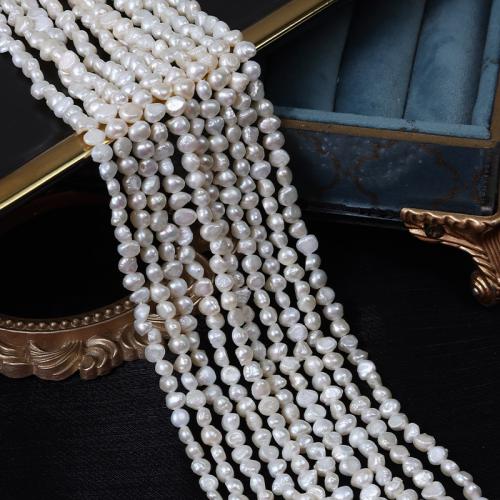 Perle perline Keishi coltivate d'acqua dolce, perla d'acquadolce coltivata naturalmente, DIY, bianco, Length about 5-6mm, Venduto per Appross. 40-41 cm filo