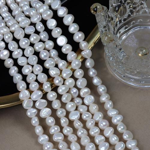 Perle perline Keishi coltivate d'acqua dolce, perla d'acquadolce coltivata naturalmente, DIY, bianco, Length about 7-8mm, Venduto per Appross. 38 cm filo