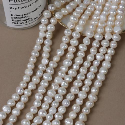 Keishi 培養した淡水の真珠, 天然有核フレッシュウォーターパール, 圭司, DIY, ホワイト, Length about 8-9mm, で販売される 約 35 センチ ストランド