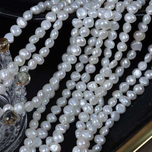 Perle perline Keishi coltivate d'acqua dolce, perla d'acquadolce coltivata naturalmente, DIY, bianco, Length about 6-7mm, Venduto per Appross. 35 cm filo