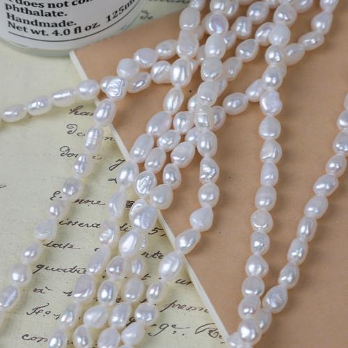 Keishi ferskvandskulturperle Beads, Ferskvandsperle, du kan DIY, hvid, Length about 6mm,Hight about 7-8mm, Solgt Per Ca. 35 cm Strand