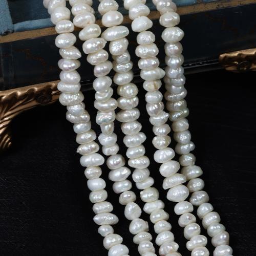 Barokní kultivované sladkovodní perle, Sladkovodní Pearl, Baroko, DIY, bílý, Length about 6-7mm, Prodáno za Cca 35-36 cm Strand