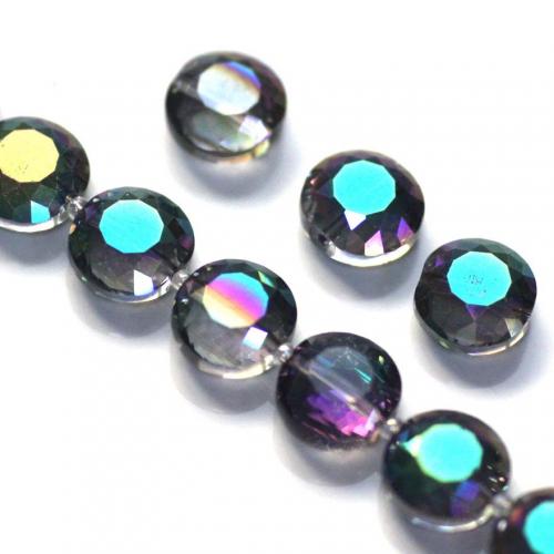 Platte ronde kristal kralen, Rond plat, DIY & verschillende grootte voor keus & gefacetteerde, meerkleurig, Verkocht door PC