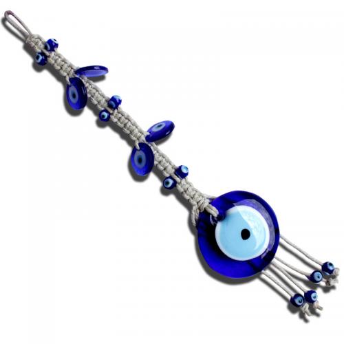 Hanging Ornaments Linen with Lampwork Evil Eye handmade for home and office 340mm Sold By PC