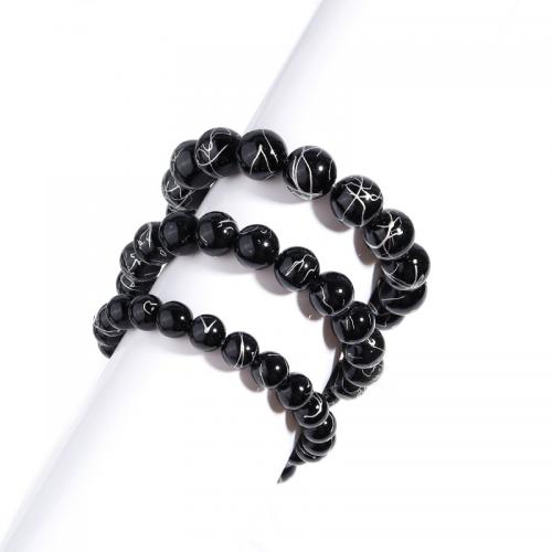 Black Stone Beads, Ronde, DIY & verschillende grootte voor keus, zwart, Verkocht door Strand