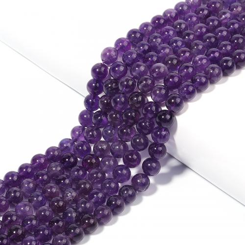 Natural Amethyst Beads Round DIY purple Sold By Strand