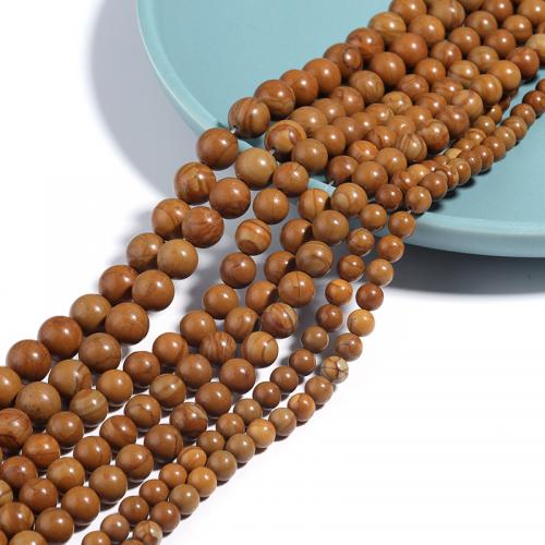 Natural Grain Stone Beads Round DIY yellow Sold By Strand