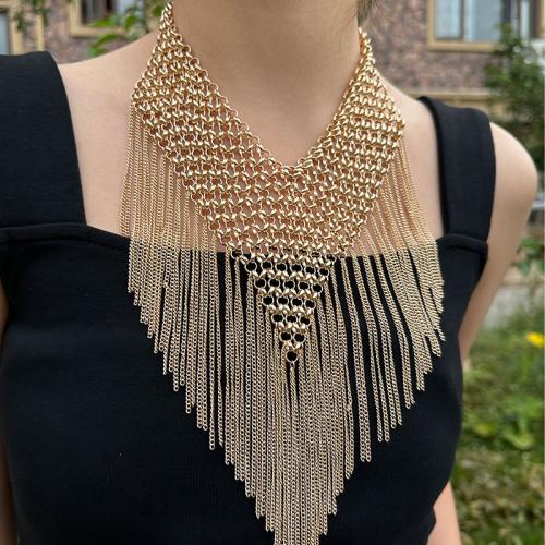 Ijzeren halskettingen, Ijzer, plated, mode sieraden, gouden, Lengte 49 cm, Verkocht door PC