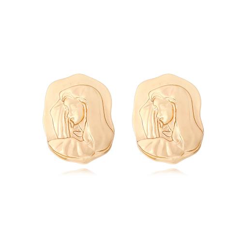 Zinc Alloy Stud Earring plated fashion jewelry & carved & for woman gold nickel lead & cadmium free Sold By Pair