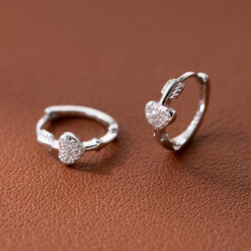 Cubic Zirconia Micro Pave Sterling Silver Earring 925 Sterling Silver plated micro pave cubic zirconia & for woman silver color The inner diameter of the ear buckle was 1 cm Sold By Pair