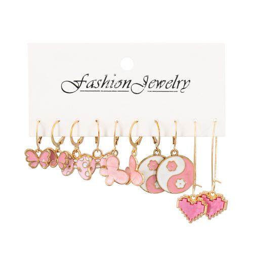 Zinc Alloy Earring Set with Resin gold color plated fashion jewelry & for woman & enamel earring length 20-40mm Sold By Set