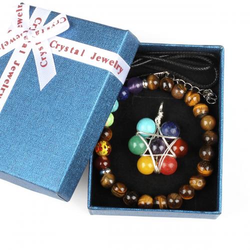 Komplety biżuteria kamień szlachetny, biżuteria moda, mieszane kolory, 73x93mm, sprzedane przez Box