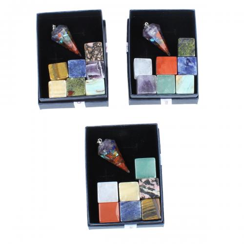 Edelstenen sieraden sets, Edelsteen, mode sieraden, gemengde kleuren, 16x42mm, Verkocht door box