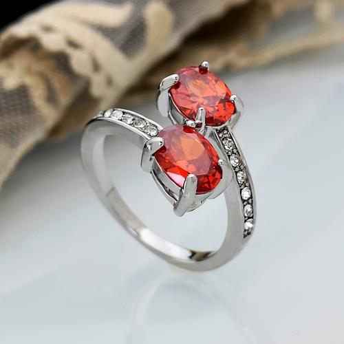 Sześciennych cyrkon Brass Ring Finger, Mosiądz, ze Sześcienna cyrkonia, biżuteria moda & różnej wielkości do wyboru & dla kobiety, ciemnoczerwony, sprzedane przez PC