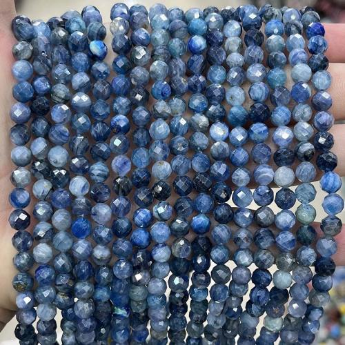 Naturliga Quartz smycken pärlor, Kyanit, Rund, DIY & fasetterad, blå, 6mm, Såld Per Ca 38 cm Strand
