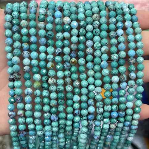 Turkos pärlor, Natural Turquoise, Rund, DIY & fasetterad, grön, 5mm, Såld Per Ca 38 cm Strand