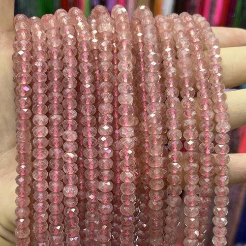 Naturliga Quartz smycken pärlor, Jordgubbs Kvarts, Abacus, DIY & fasetterad, rosa, 4x6mm, Såld Per Ca 38 cm Strand