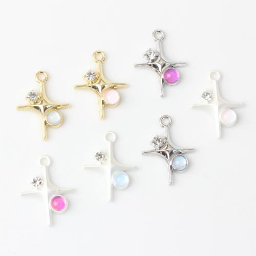 Zinc Alloy Rhinestone Pendants with Resin Cross plated DIY & with rhinestone nickel lead & cadmium free Sold By PC
