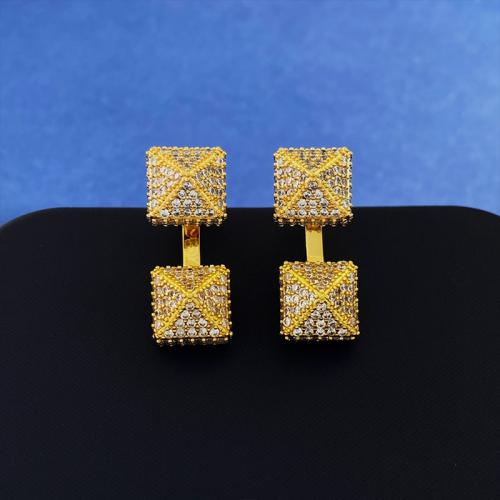 Brass Stud Earring fashion jewelry & for woman & with rhinestone nickel lead & cadmium free 28mm Sold By Pair