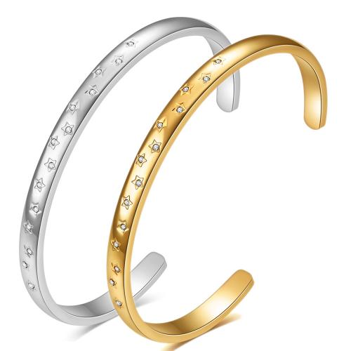 Stainless Steel Bangle 304 Stainless Steel Donut plated fashion jewelry & for woman & with rhinestone Sold By PC
