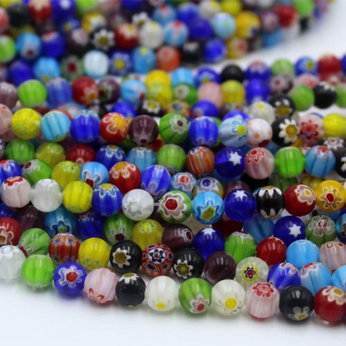 Millefiori Slice Lampwork Beads, Millefiori Lampwork, Round, DIY & different size for choice, mixed colors, Sold By Strand