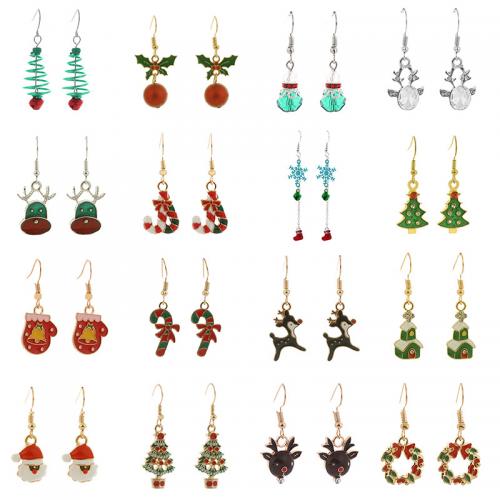 Zinc Alloy Drop Earring, plated, Kerst sieraden & verschillende stijlen voor de keuze & voor vrouw & glazuur, earring length 10-40mm, Verkocht door pair