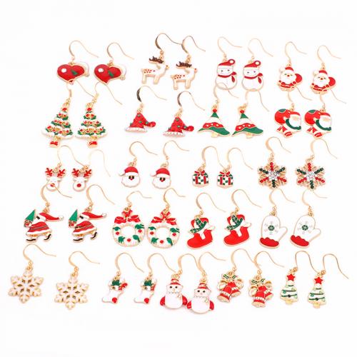 سبائك الزنك انخفاض القرط, مع لؤلؤة البلاستيك, مطلي, مجوهرات عيد الميلاد & أنماط مختلفة للاختيار & للمرأة & مينا, earring length 10-40mm, تباع بواسطة زوج