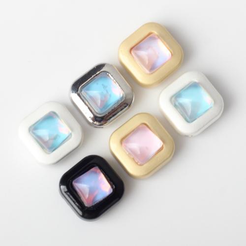 Zinc Alloy Jewelry Beads with Crystal Square plated DIY nickel lead & cadmium free 9mm Sold By PC