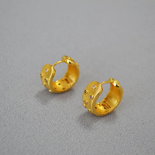 Brass Leverback Earring 18K gold plated fashion jewelry & brushed & micro pave cubic zirconia & for woman nickel lead & cadmium free Sold By PC