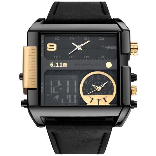 Herren Armbanduhr, Glas, mit Leder, Lebenswasserbeständig & Modeschmuck & japanische Uhr-Bewegung & für den Menschen, keine, Länge ca. 24.5 cm, verkauft von PC