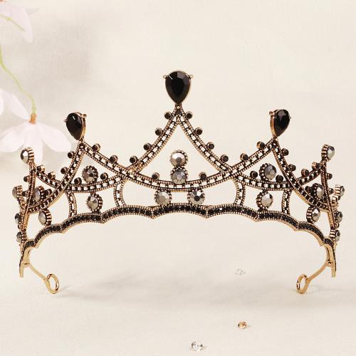 Bridal Tiaras Zinc Alloy Map plated for woman & with rhinestone black Sold By PC