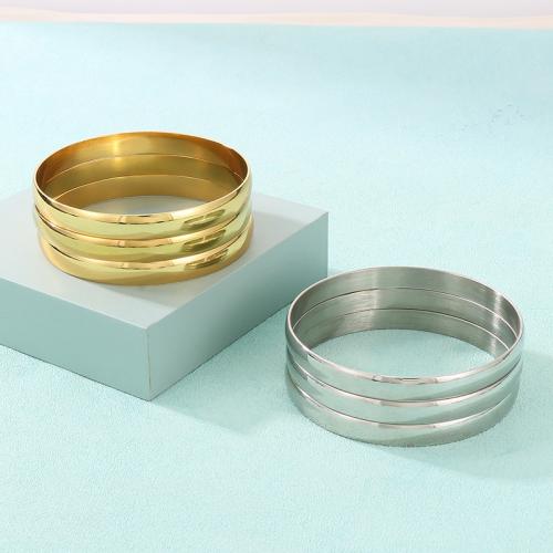 Stainless Steel Bangle 304 Stainless Steel plated three pieces & fashion jewelry & for woman nickel lead & cadmium free x8mm Sold By Set