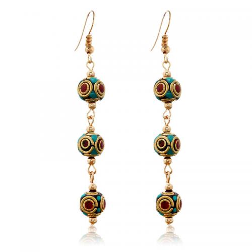 Brass Drop Earring with Lampwork & Zinc Alloy gold color plated folk style & for woman earring length 10-80mm Sold By Pair
