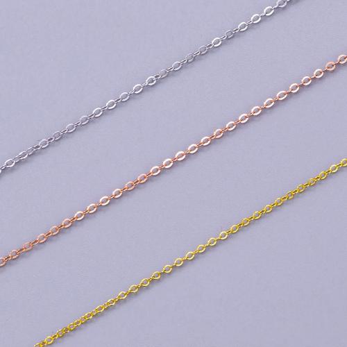 925 Sterling Silver Necklace Chain, plated, cross chain & DIY & for woman, more colors for choice, Length:Approx 17.7 Inch, Sold By PC