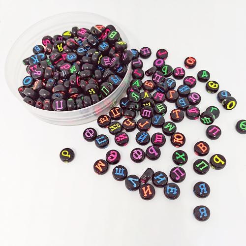 Akril ékszerek gyöngyök, Kerek, DIY, kevert színek, 4x7mm, 3600PC-k/Bag, Által értékesített Bag