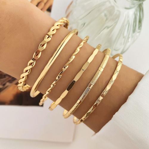 Zinc Alloy Bangle plated 6 pieces & fashion jewelry golden nickel lead & cadmium free Sold By Set