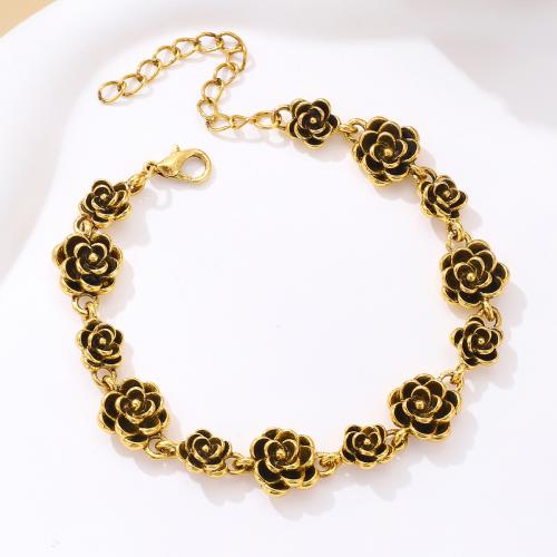 Zinc Alloy Bracelet Flower Antique finish fashion jewelry & for woman nickel lead & cadmium free Length Approx 23 cm Sold By Pair