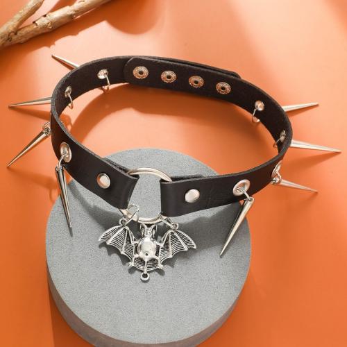 PU Leather Choker Necklace with Zinc Alloy punk style & for woman Length Approx 38.5-39 cm Sold By PC