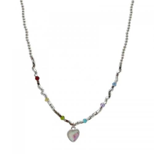 Crystal Bracelet and Necklace with Zinc Alloy Heart platinum color plated & for woman Sold By PC