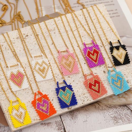 Glass Seed Beads Necklace Seedbead with Zinc Alloy with 5cm extender chain Rectangle gold color plated fashion jewelry & for woman nickel lead & cadmium free Length Approx 42 cm Sold By PC
