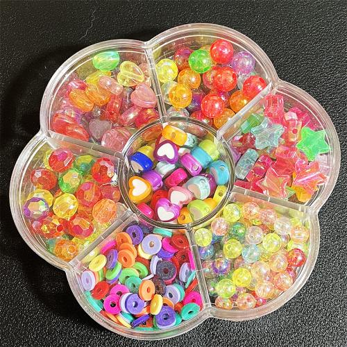 Mixed Acrylic Beads with Plastic Box DIY Length about 6-8mm Approx Sold By Box