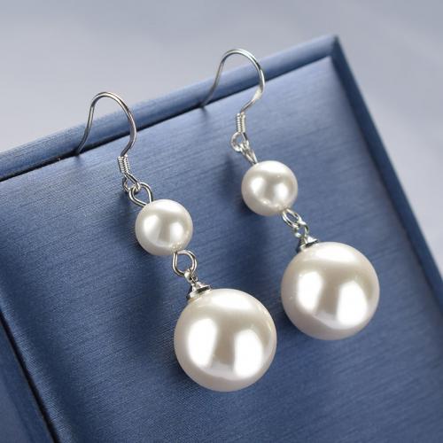 South Sea Shell Earring Shell Pearl with Zinc Alloy fashion jewelry & for woman white nickel lead & cadmium free 50mm Sold By Pair