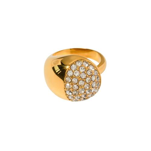 Stal nierdzewna Rhinestone Ring Finger, Stal nierdzewna 304, Pozłacane 18K, biżuteria moda & dla kobiety & z kamieniem, złoty, sprzedane przez PC