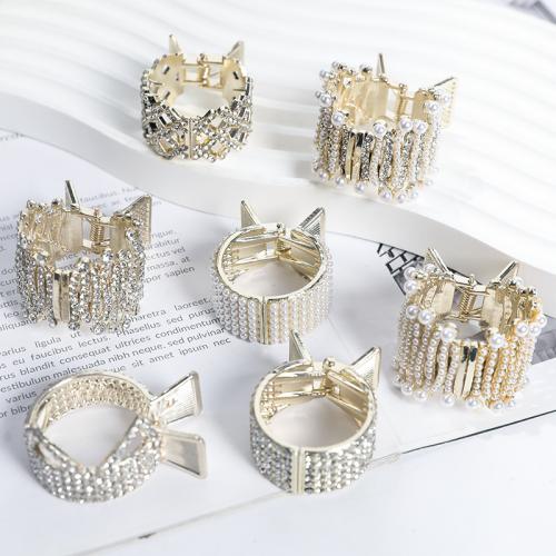 Zinc Alloy Hair Cuff with Plastic Pearl Wing Shape plated & with rhinestone nickel lead & cadmium free Sold By PC