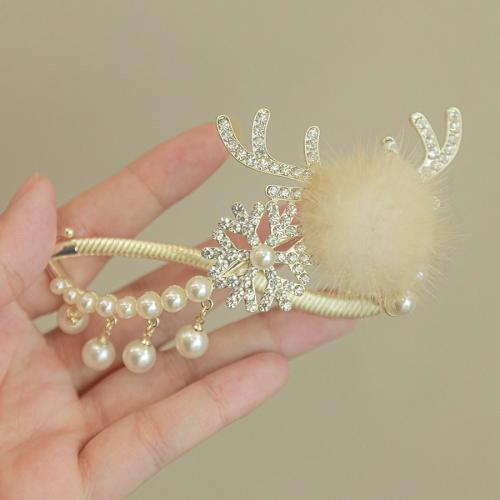 Hair Slide Zinc Alloy with Plush & Plastic Pearl Quarter Tila plated & for woman & with rhinestone nickel lead & cadmium free 105mm Sold By PC